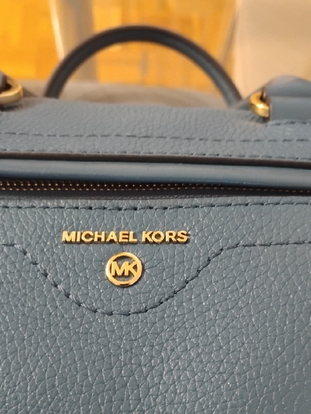 Michael Kors Teal-Blue Pebbled Leather Satchel with Detachable Strap - Picture 5 of 9